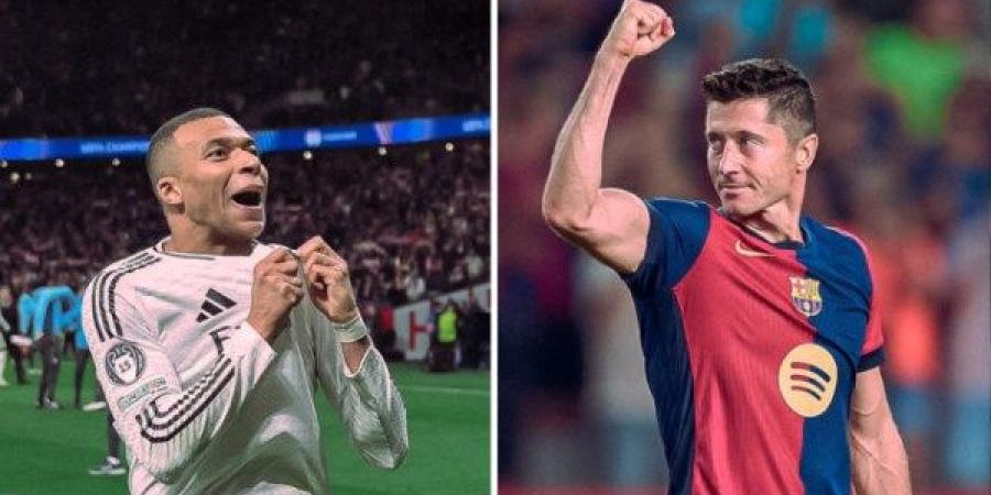 مبابي في صراع مع ليفاندوفيسكي علي هداف الليجا
