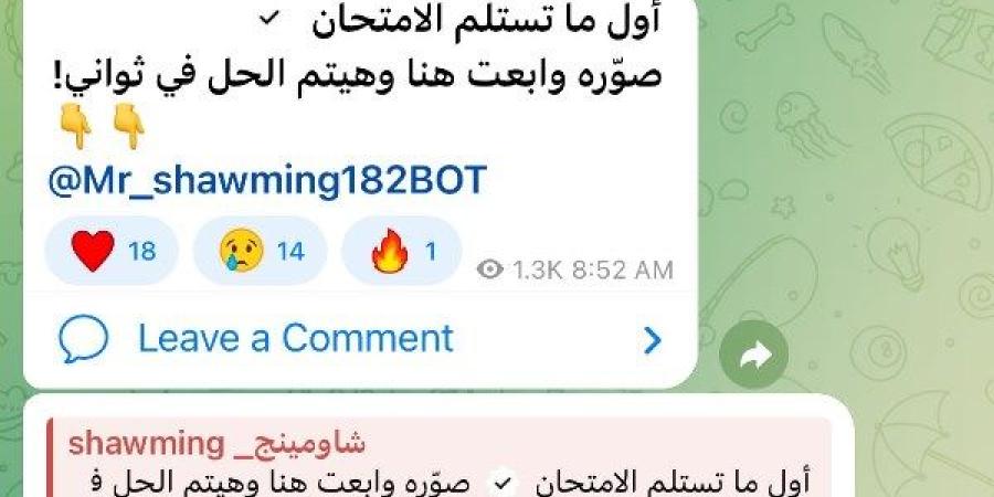 شاومينج يحرض طلاب الاعدادية على تصوير الامتحان : ابعت وهنحله في ثواني