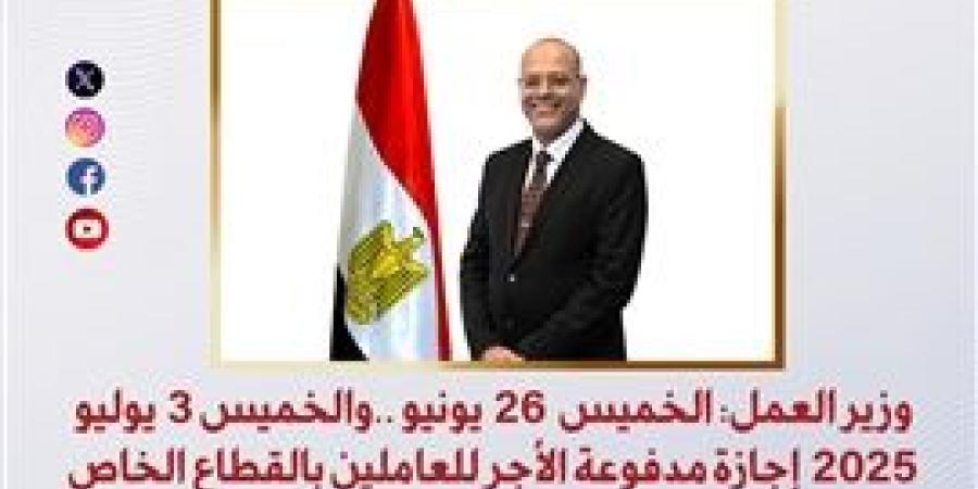 الخميس 26 يونيو ..والخميس 3 يوليو 2025 إجازة مدفوعة