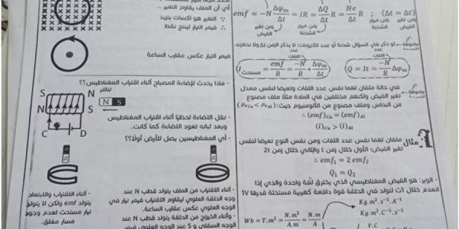 الثانوية العامة 2025.. أبرز مسائل الفصل الثالث في الفيزياء